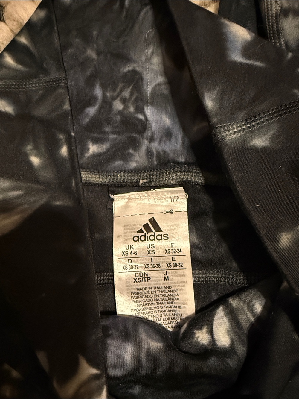 adidas Black & Gray Tie-Dye Performance Leggings - Picture 2 of 3